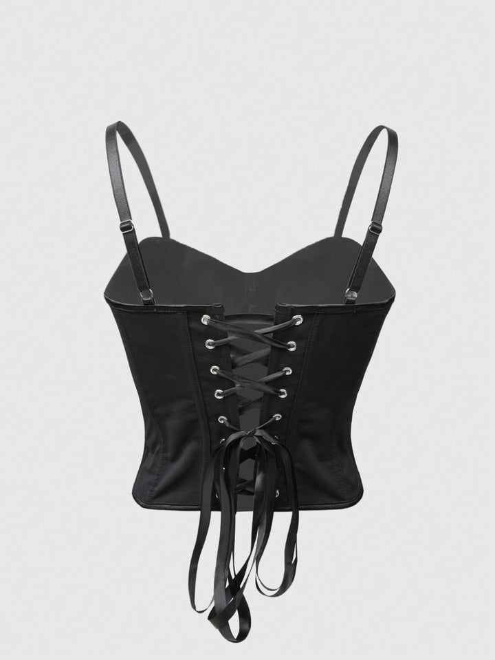 The Elara Satin Lace-Up Corset Top