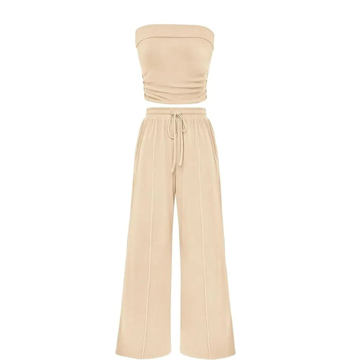 The Elara Ribbed Knit Tube Top &amp; Wide Leg Pants Set