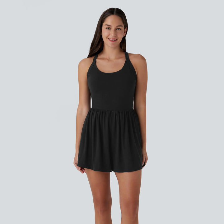 The Elara Backless Twisted Pocket 2-in-1 Romper