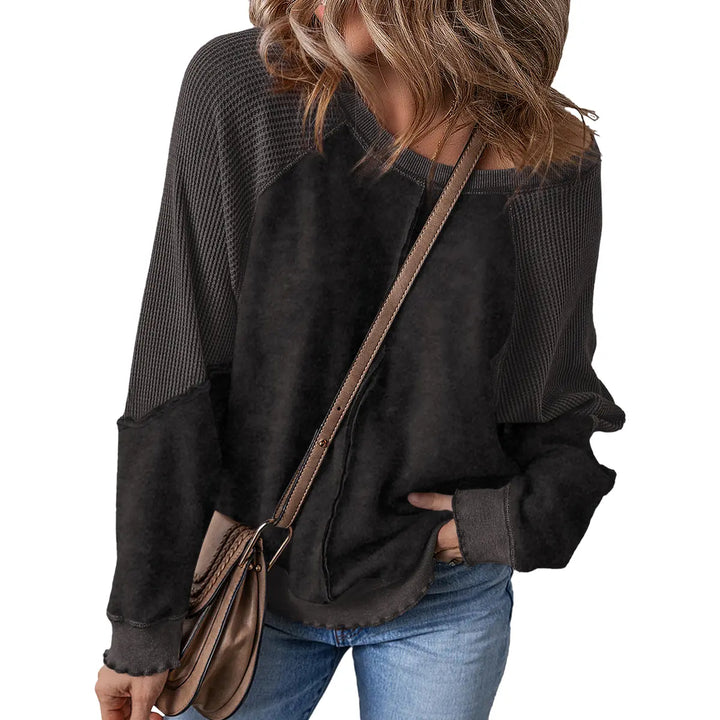 The Elara Waffle Knit Oversized Sweatshirt