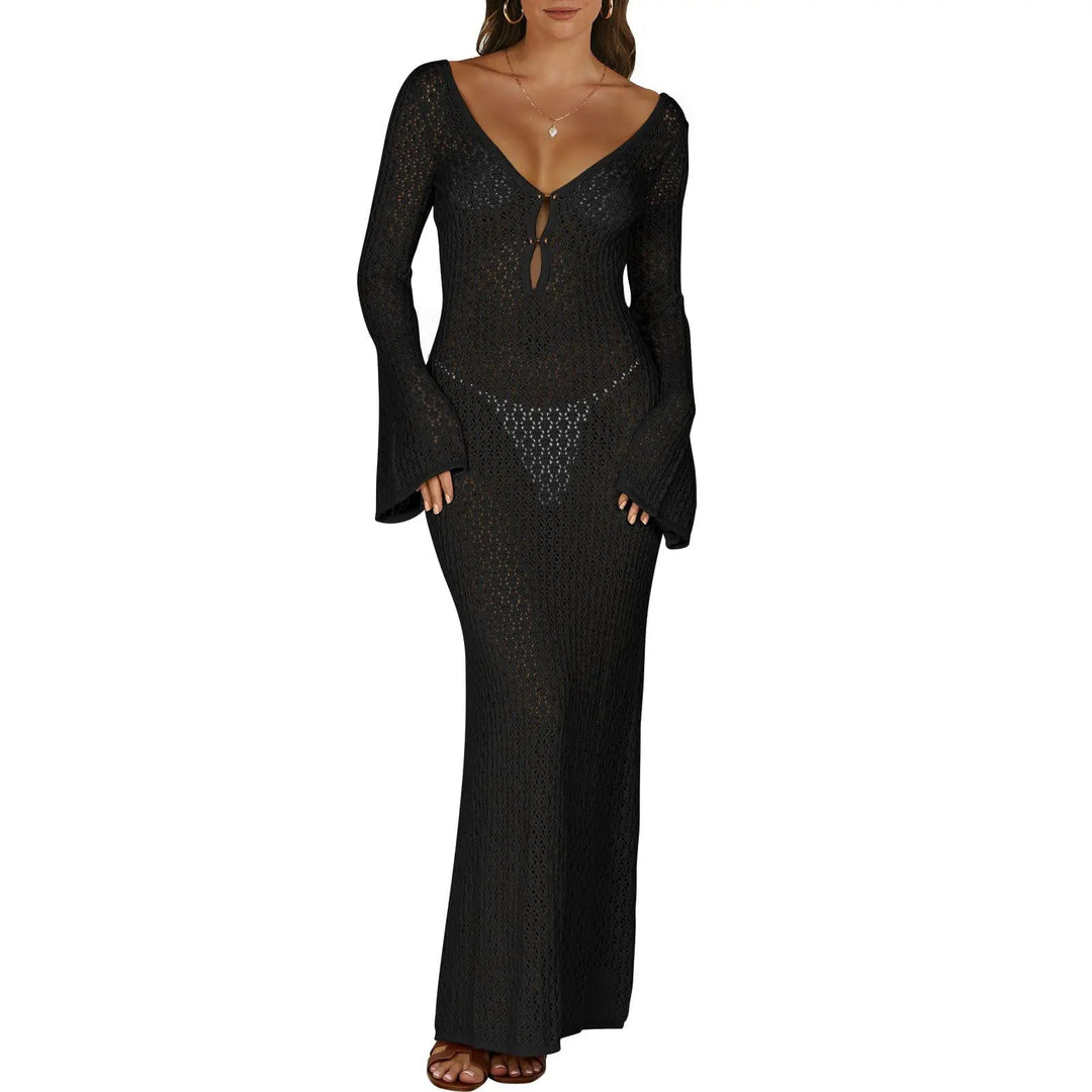 The Elara Crochet Hollow-Out Maxi Cover Up