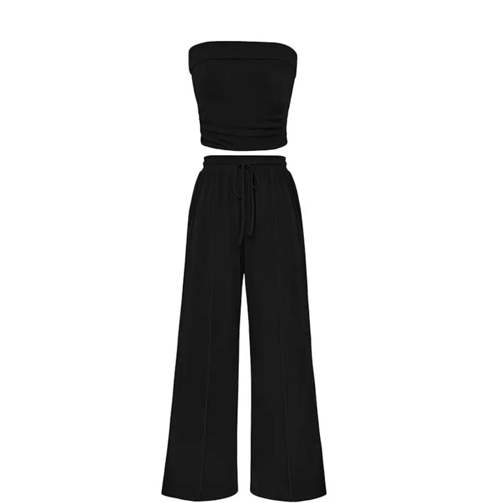 The Elara Ribbed Knit Tube Top &amp; Wide Leg Pants Set