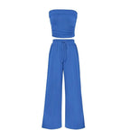 The Elara Ribbed Knit Tube Top & Wide Leg Pants Set