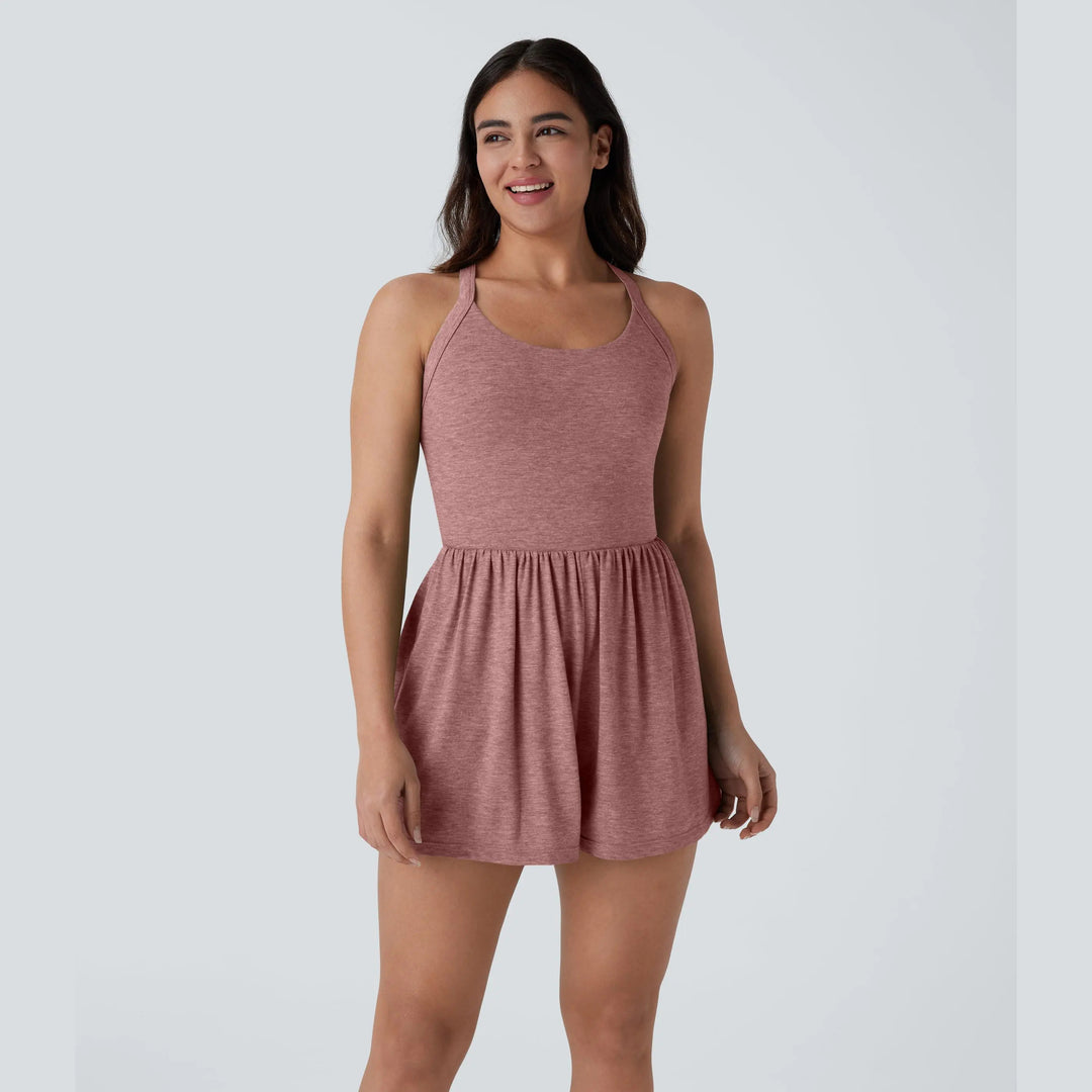 The Elara Backless Twisted Pocket 2-in-1 Romper