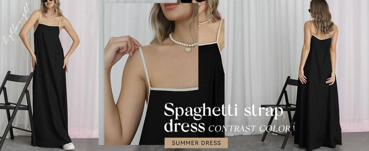 The Elara Contrast Trim Linen Maxi Dress