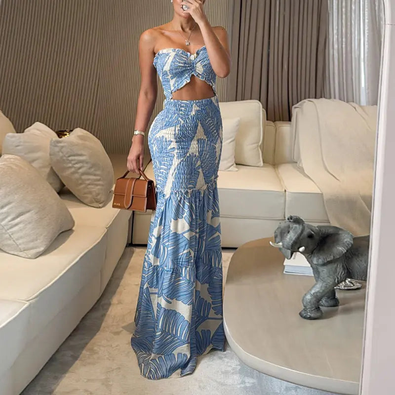 The Elara High Stretch Cutout Vacation Maxi Dress