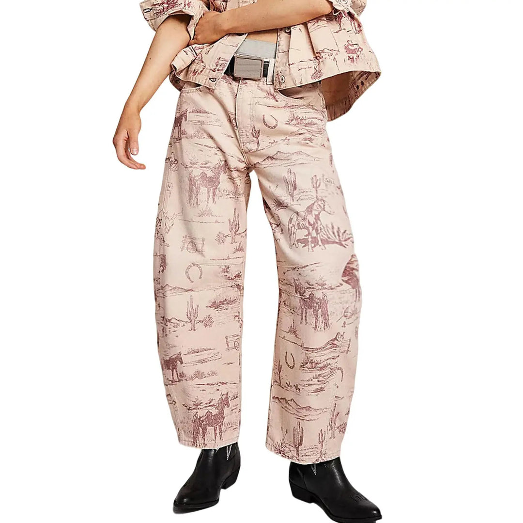 The Elara Y2K Printed Loose Straight Jeans