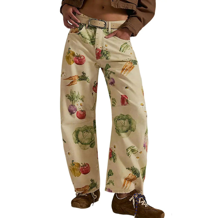 The Elara Y2K Printed Loose Straight Jeans