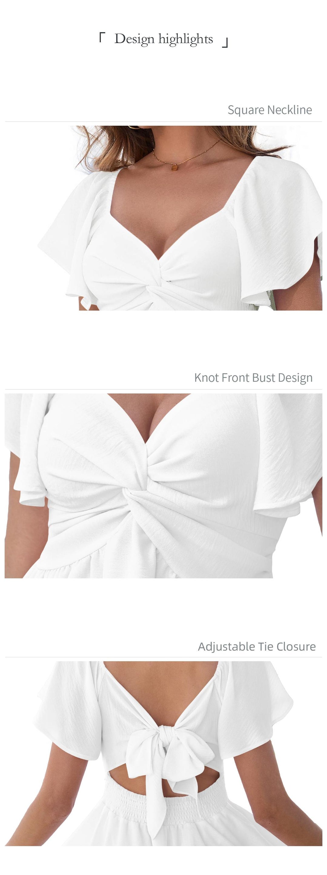 Sweetheart Knot Flutter Sleeve Mini Dress