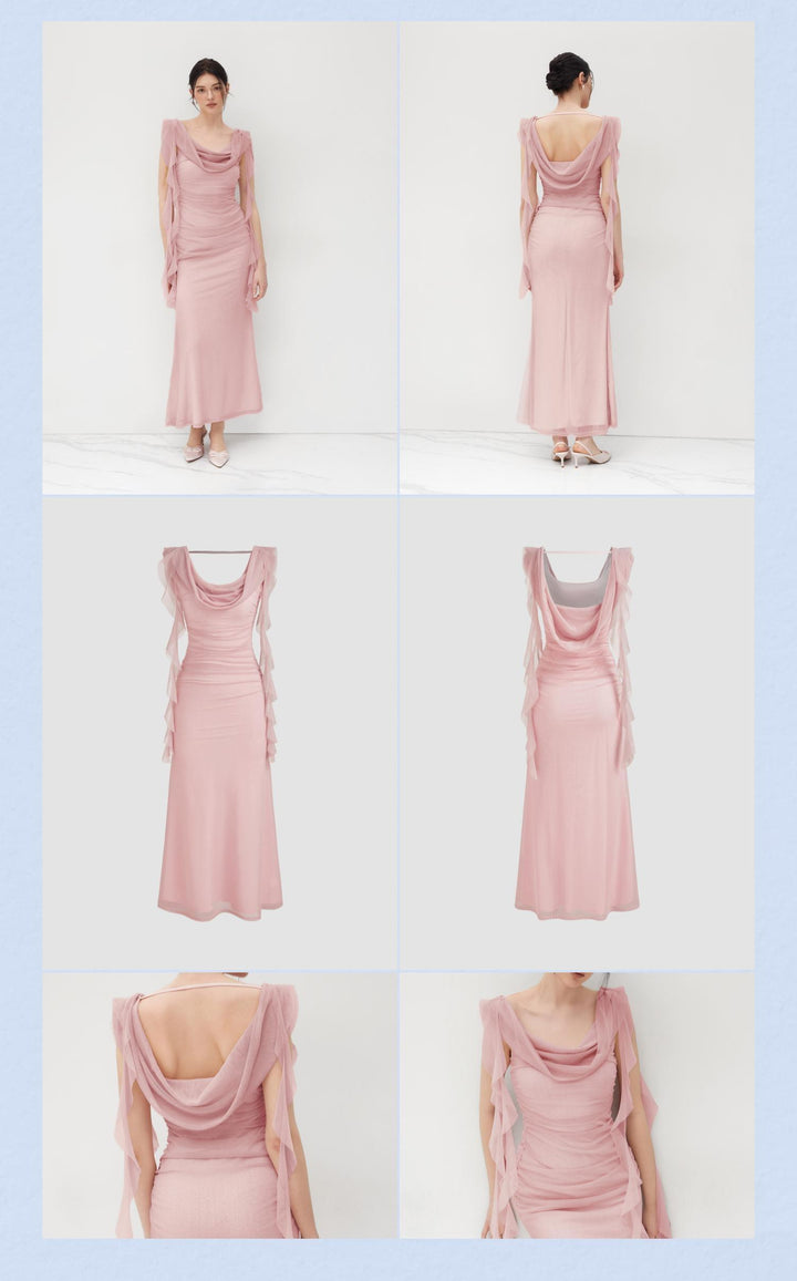 The Elara Cascading Ruffle Ruched Maxi