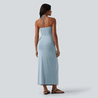 The Elara Halter Tie-Back Maxi Dress with Pockets