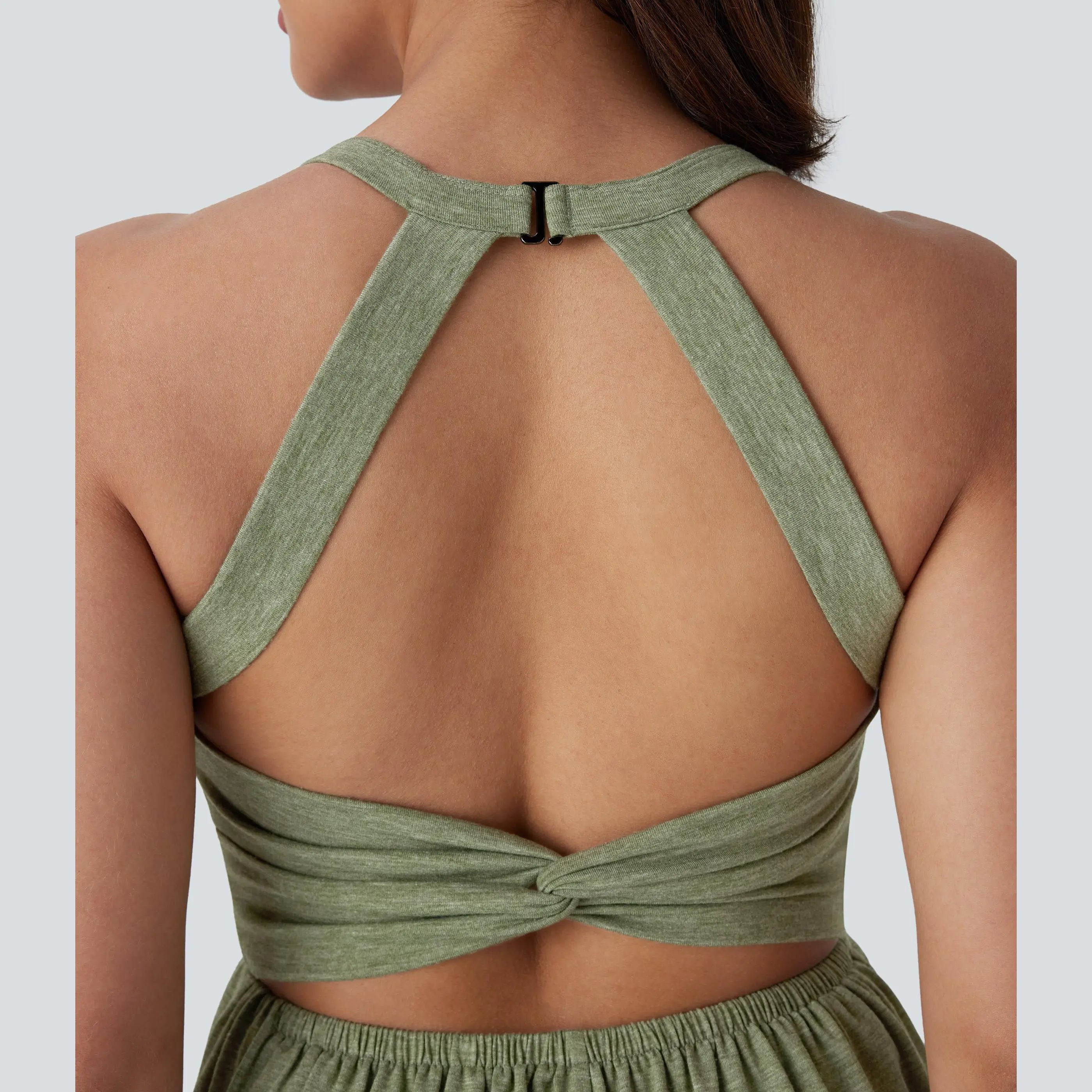 The Elara Backless Twisted Pocket 2-in-1 Romper