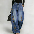 The Elara Metal Eyelet Wide-Leg Jeans