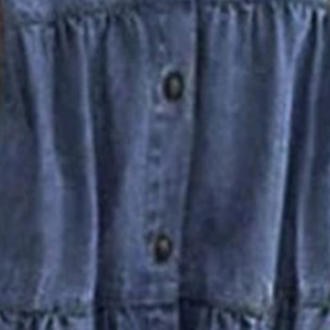 The Elara Button-Down Denim Midi Dress