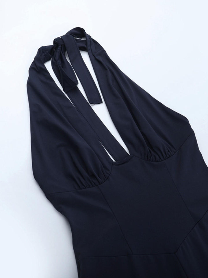 The Elara Deep V  Ruffle Flare Capri Jumpsuit