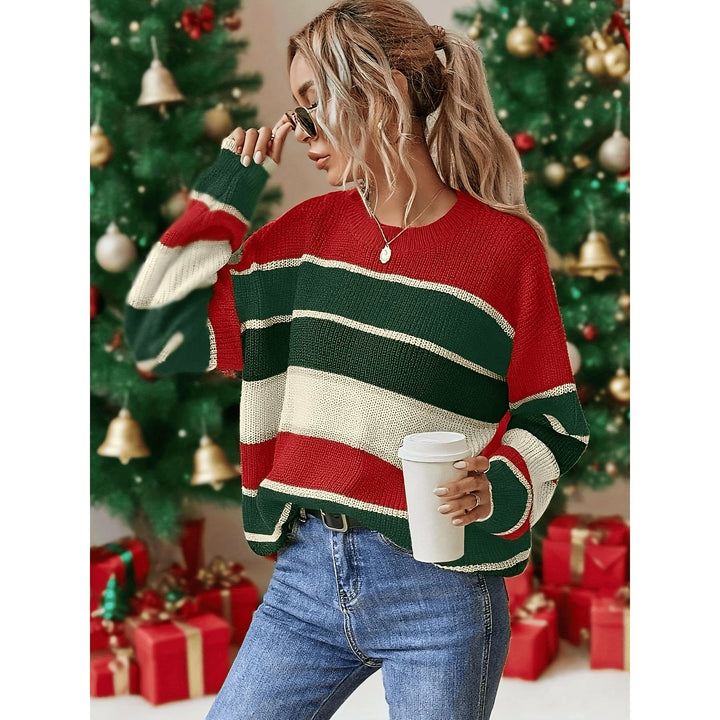 The Elara relaxed striped knit sweater in multicolor style 5
