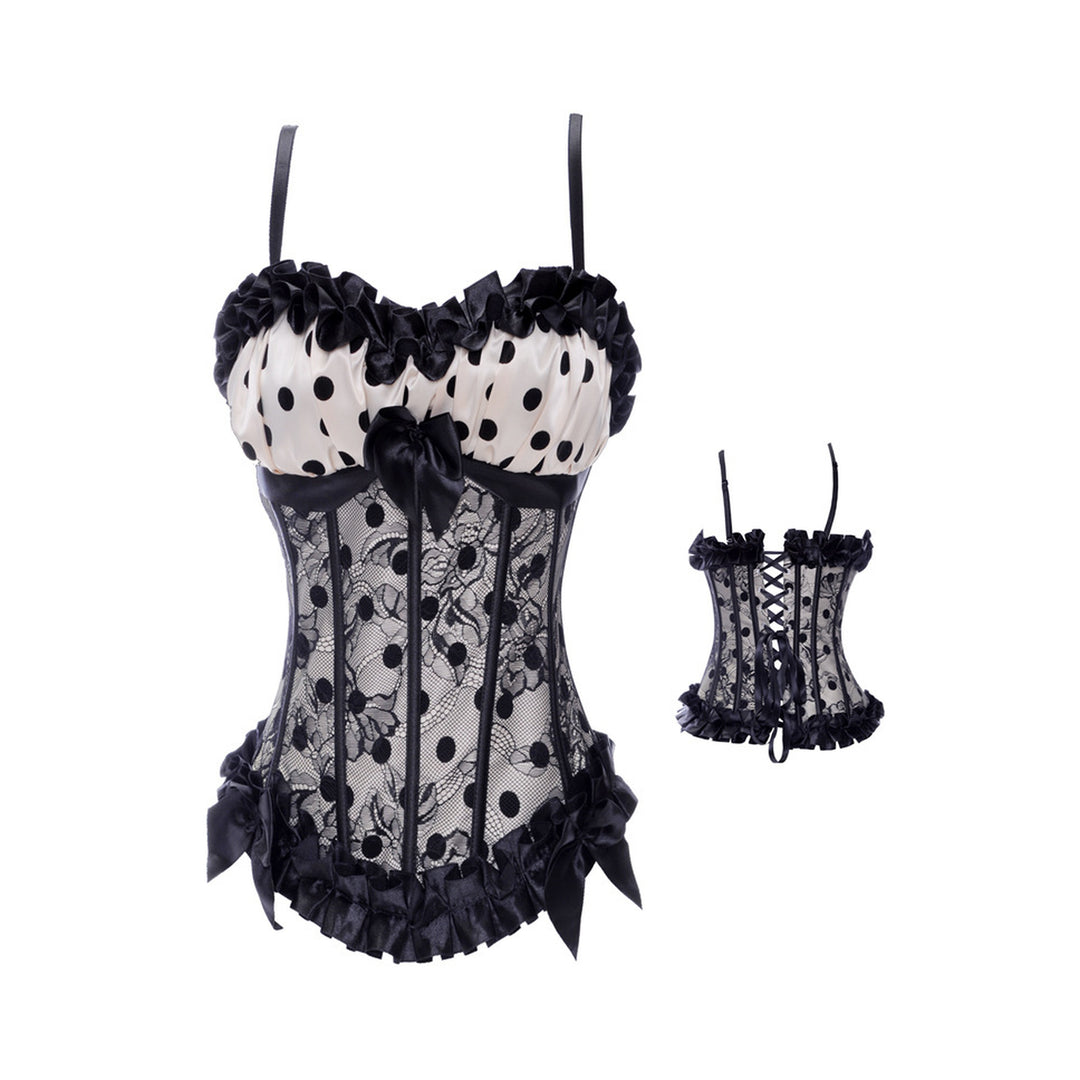Apricot polka-dot corset top front and back construction