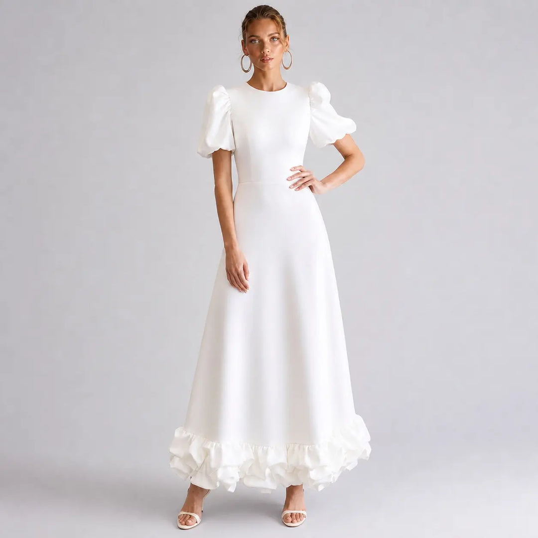 Ivory Amorette maxi dress in a three-quarter view