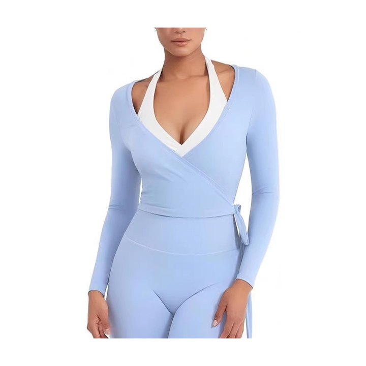 The Elara Mira modal wrap active set in sky blue