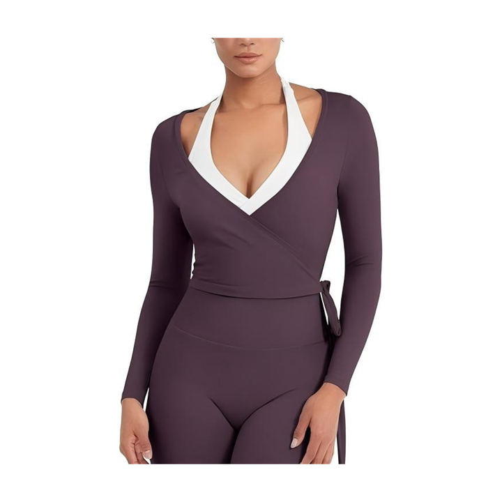 The Elara Mira modal wrap active set in purple