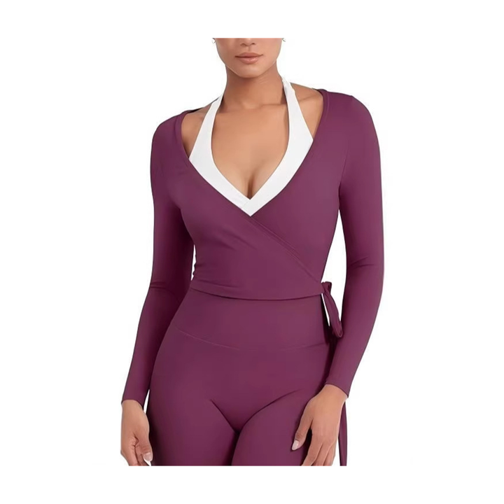 The Elara Mira modal wrap active set in chestnut