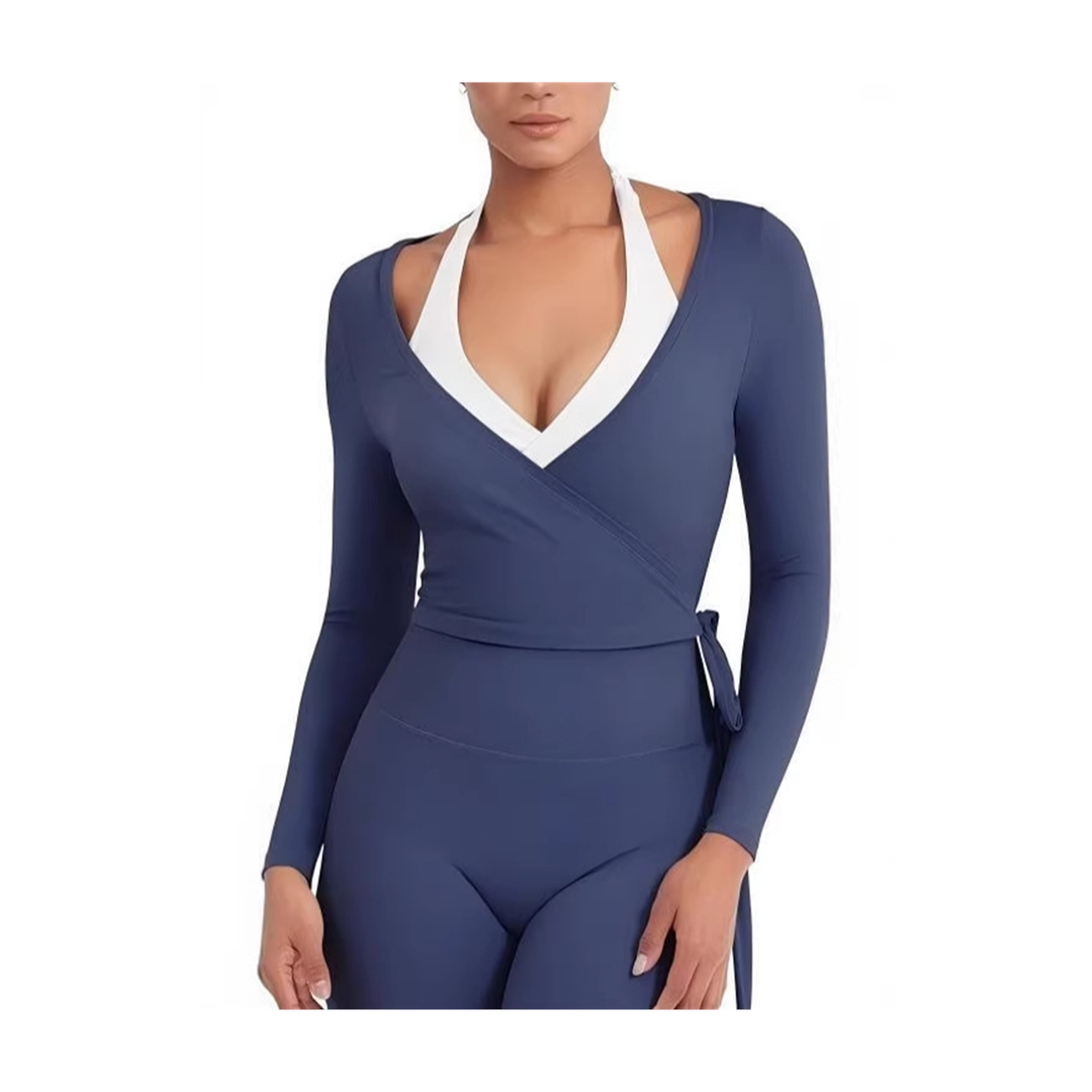 The Elara Mira modal wrap active set in navy