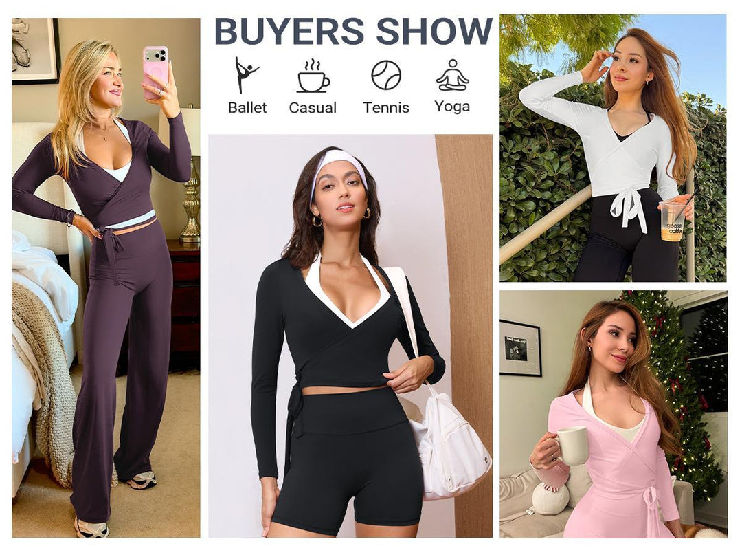 Mira wrap active set styled for yoga, tennis and casual wear