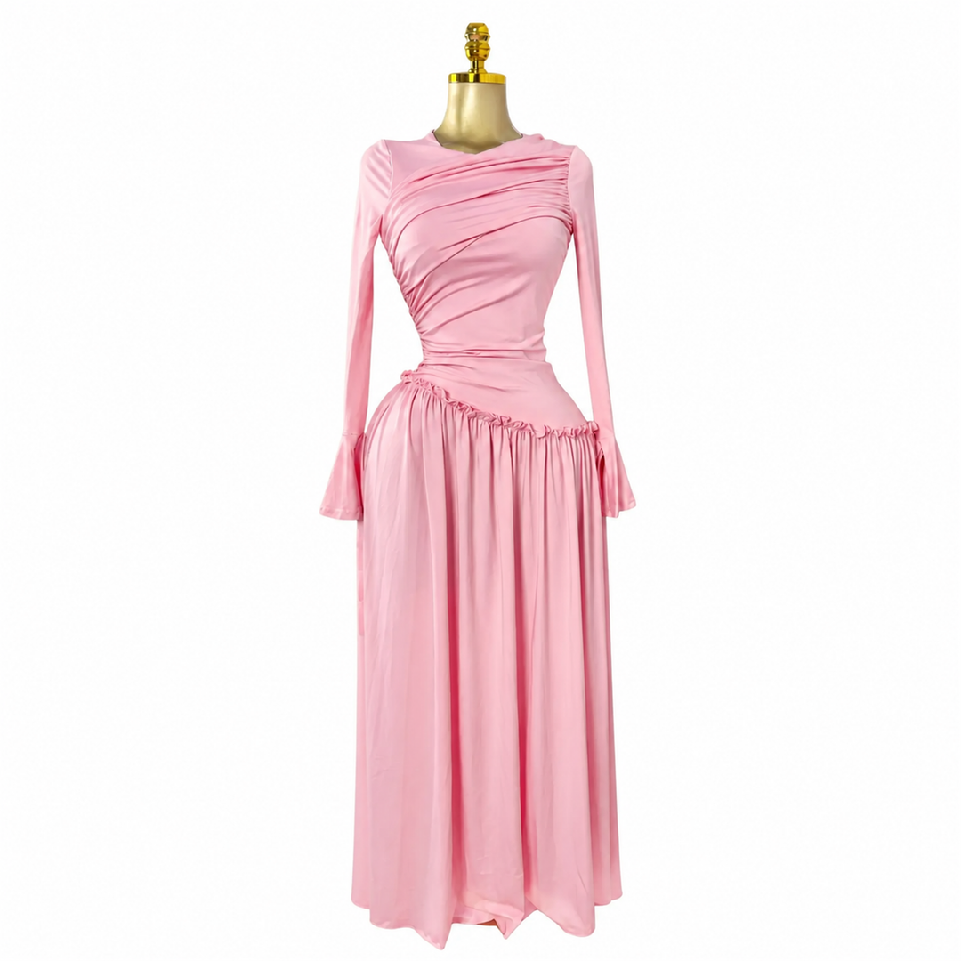 The ElaraSway draped seam maxi dress in pink