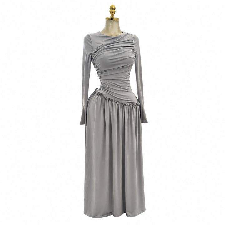 The ElaraSway draped seam maxi dress in gray