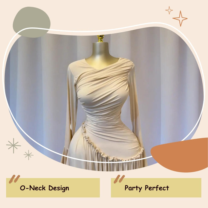 O-neck draping and asymmetric waist construction of the ElaraSway maxi dress