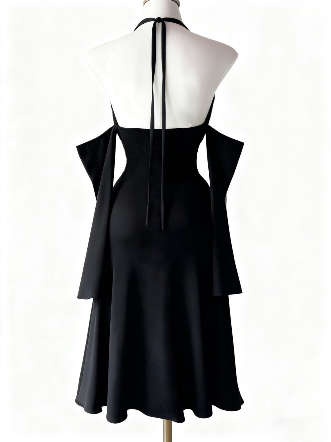 Black gothic high-slit dress back view