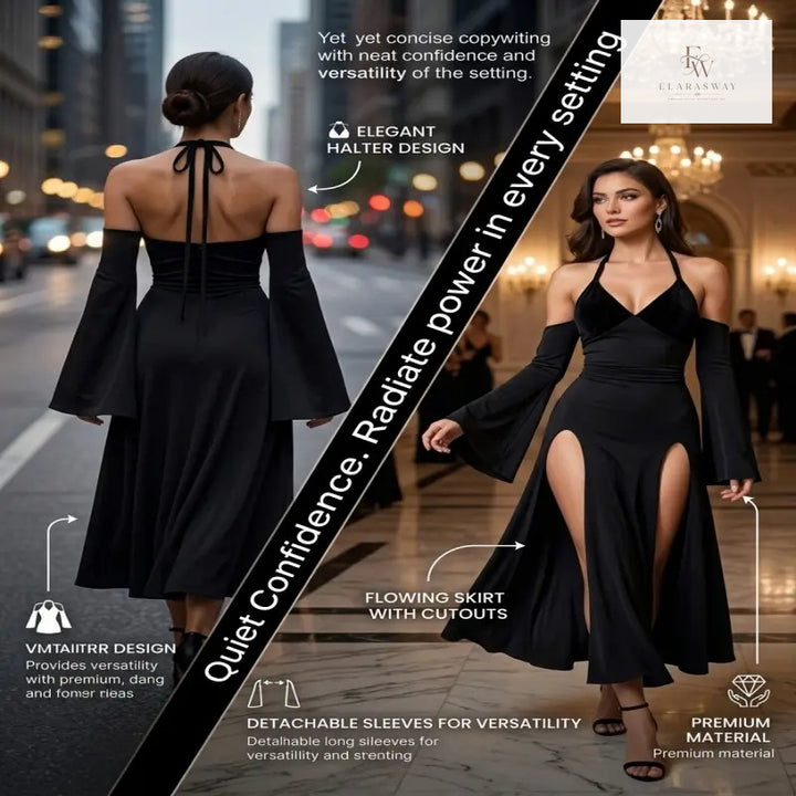 ElaraSway detachable sleeve halter and skirt feature guide