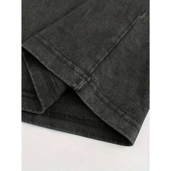 Washed cotton T-shirt hem and stitching detail
