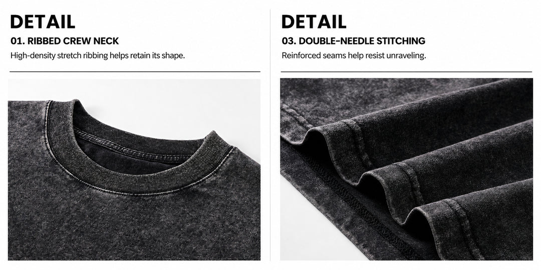 The Elara washed graphic tee ribbed crew neck and double-needle stitching details