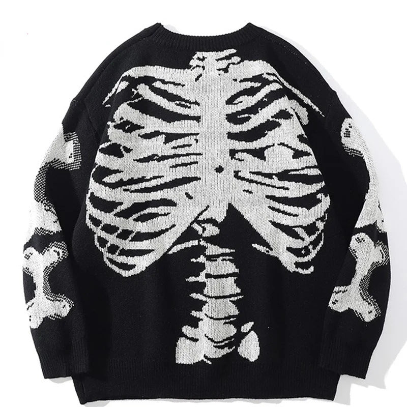 The Elara skeleton knit cardigan, full back graphic