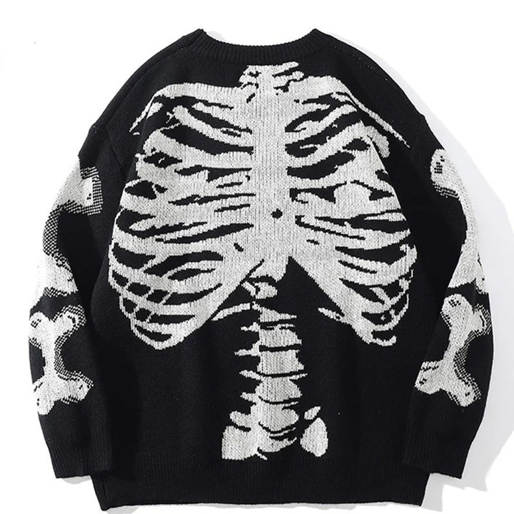 The Elara skeleton knit cardigan, full back graphic