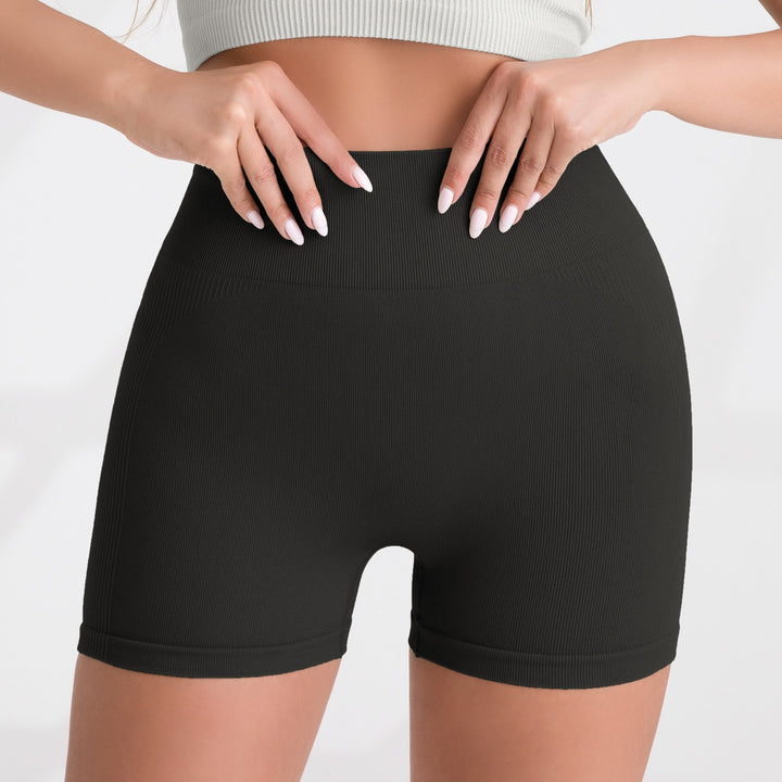 Front view of the high-rise contour yoga shorts