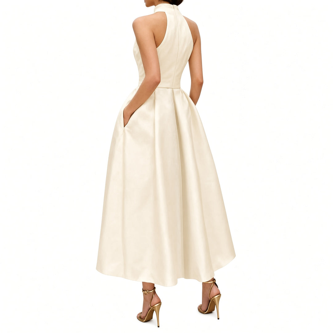 Back view of the Apricot fit-and-flare midi dress
