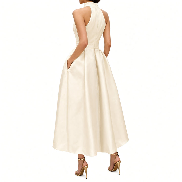 Back view of the Apricot fit-and-flare midi dress