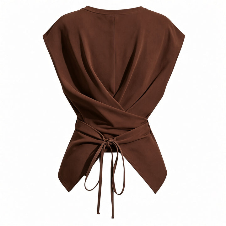 Back view of the Brown tie-back top