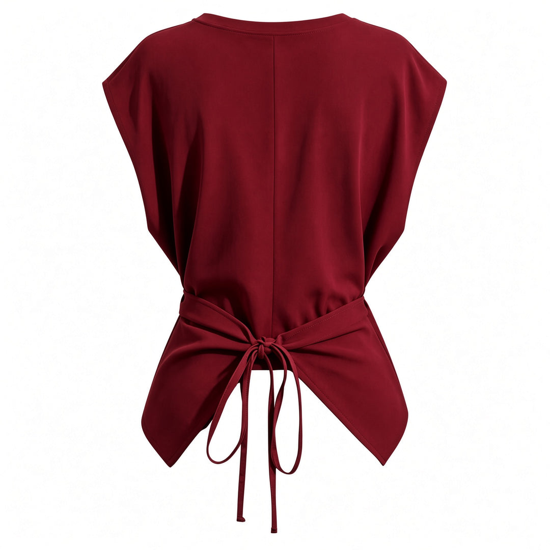 Back view of the Burgundy tie-back top