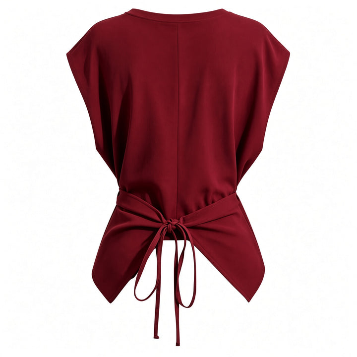 Back view of the Burgundy tie-back top