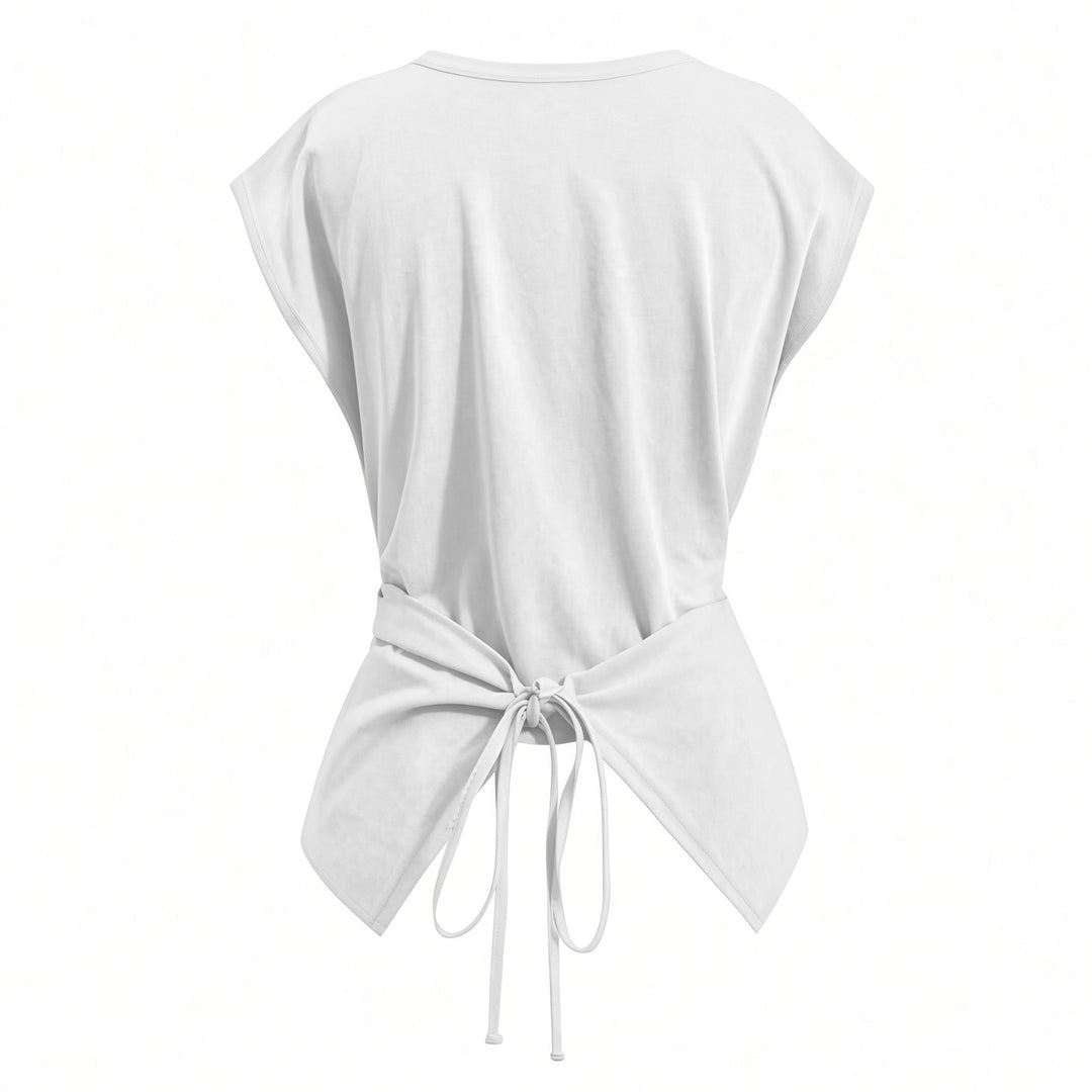 Back view of the White tie-back top