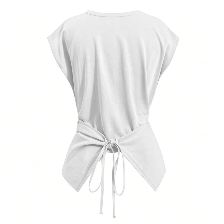 Back view of the White tie-back top