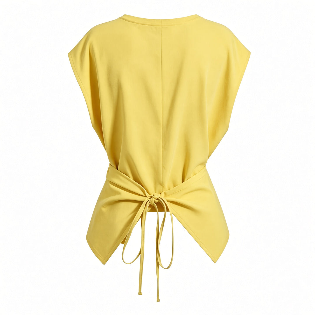 Back view of the Yellow tie-back top