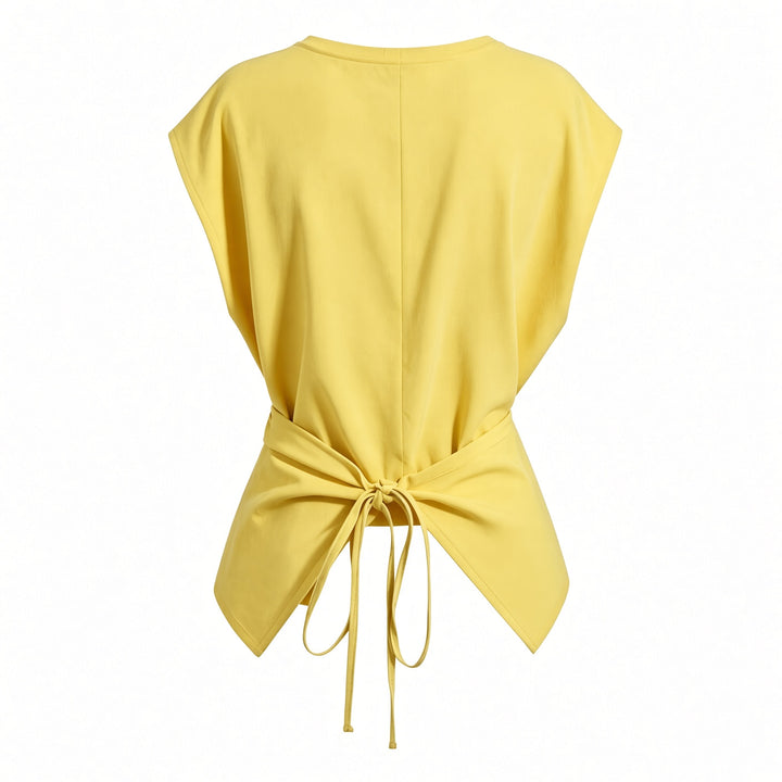 Back view of the Yellow tie-back top