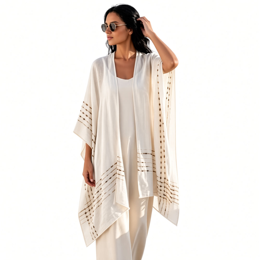White batwing open-front wrap