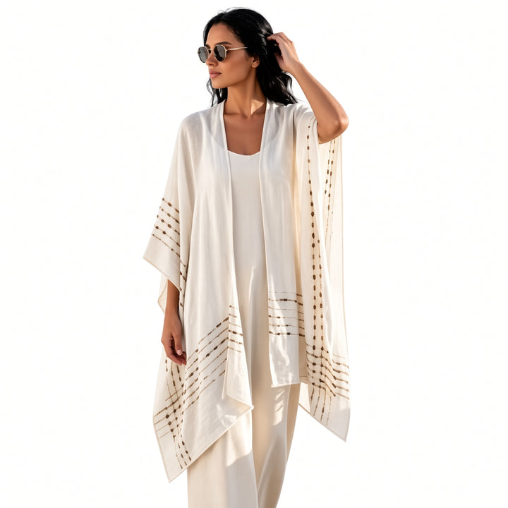White batwing open-front wrap