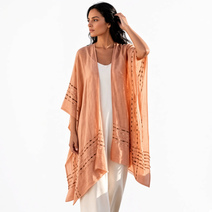 Coral batwing open-front wrap