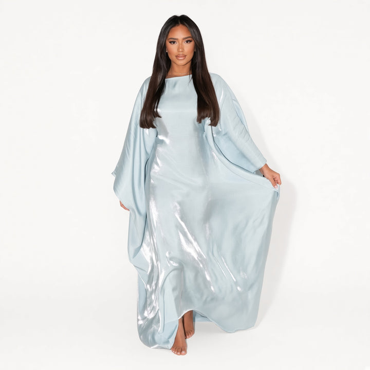 Sky Blue shimmer batwing maxi dress, front view
